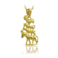 14K Gold Bremen Town Musicians Necklace