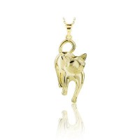 14K Gold Cat Necklace