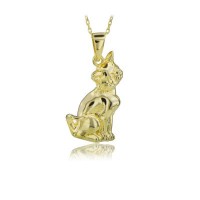 14K Gold Cat Necklace