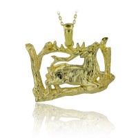 14K Gold Deer Necklace