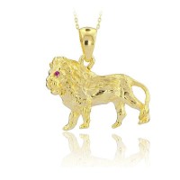 14K Gold Lion Necklace