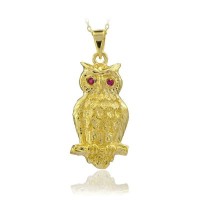 14K Gold Owl Necklace