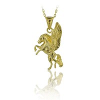 14K Gold Pegasus Horse Necklace