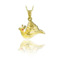 14K Gold Snail Necklace