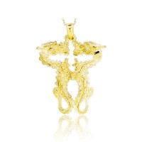 14K Gold Twin Dragons Necklace