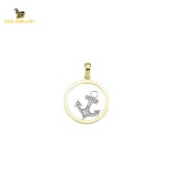 14K Solid Gold Anchor Charm Pendant