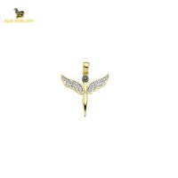 14K Solid Gold Angel Charm Pendant