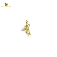 14K Solid Gold Angel Charm Pendant