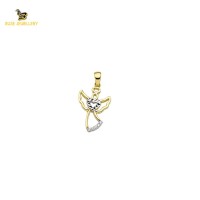 14K Solid Gold Angel Charm Pendant