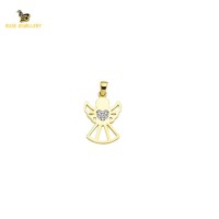 14K Solid Gold Angel Charm Pendant