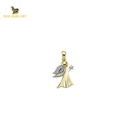 14K Solid Gold Angel Charm Pendant