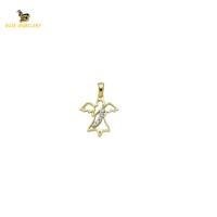 14K Solid Gold Angel Charm Pendant