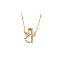 14K Solid Gold Angel Necklace