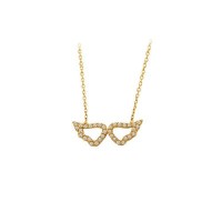 14K Solid Gold Angel Wings Necklace