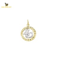 14K Solid Gold Aquarius Charm Pendant