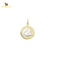 14K Solid Gold Aquarius Charm Pendant