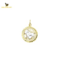 14K Solid Gold Aries Charm Pendant