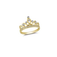 14K Solid Gold Art Design Fashion Crown Ladies Ring