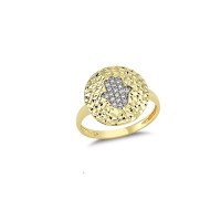 14K Solid Gold Art Design Fashion Diamond Cut Fatima's Hand Ladies Ring