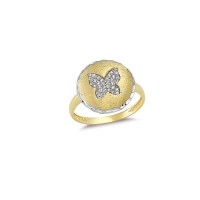 14K Solid Gold Art Design Fashion Butterfly Ladies Ring