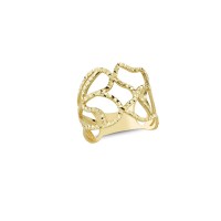 14K Solid Gold Art Design Fashion Diamond Cut Ladies Ring