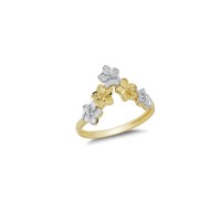 14K Solid Gold Art Design Fashion Flower Ladies Ring