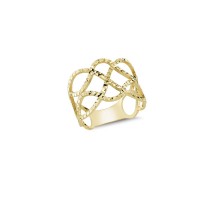 14K Solid Gold Art Design Fashion Diamond Cut Ladies Ring