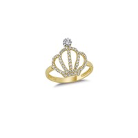 14K Solid Gold Art Design Fashion Crown Ladies Ring