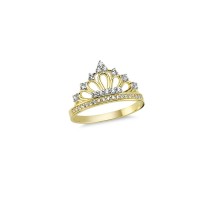 14K Solid Gold Art Design Fashion Queen Crown Ladies Ring