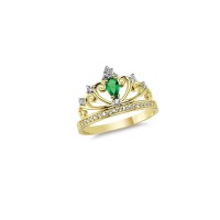 14K Solid Gold Art Design Fashion Queen Crown Ladies Ring