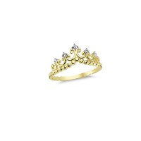 14K Solid Gold Art Design Fashion Queen Crown Ladies Ring