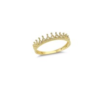 14K Solid Gold Art Design Fashion Queen Crown Ladies Ring