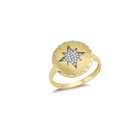 14K Solid Gold Art Design Fashion North Star Ladies Ring