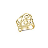 14K Solid Gold Art Design Fashion Diamond Cut Ladies Ring