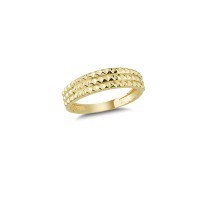 14K Solid Gold Art Design Fashion Diamond Cut Ladies Ring