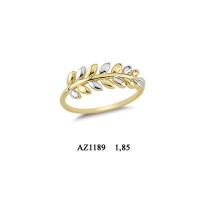 14K Solid Gold Art Design Fashion Leaf Ladies Ring