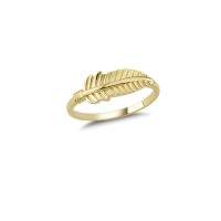 14K Solid Gold Art Design Fashion Leaf Ladies Ring