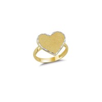 14K Solid Gold Art Design Fashion Heart Ladies Ring