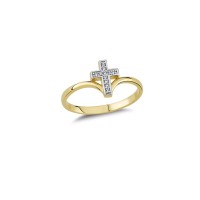 14K Solid Gold Art Design Fashion Cross Ladies Ring