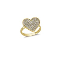 14K Solid Gold Art Design Fashion Heart Ladies Ring