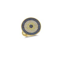 14K Solid Gold Art Design Fashion Evil Eye Ladies Ring