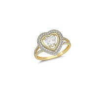 14K Solid Gold Art Design Fashion Solitaire Love Ladies Ring