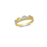 14K Solid Gold Art Design Fashion Queen Crown Ladies Ring