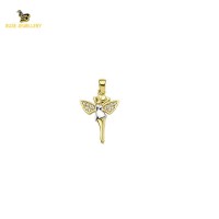 14K Solid Gold Angel Charm Pendant