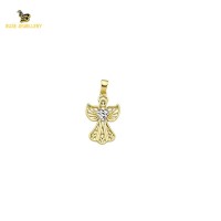 14K Solid Gold Angel Charm Pendant