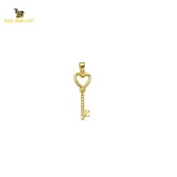 14K Solid Gold Key Charm Pendant