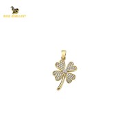 14K Solid Gold Flower Charm Pendant