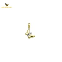 14K Solid Gold Butterfly Charm Pendant