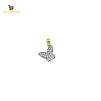 14K Solid Gold Butterfly Charm Pendant