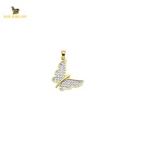 14K Solid Gold Butterfly Charm Pendant